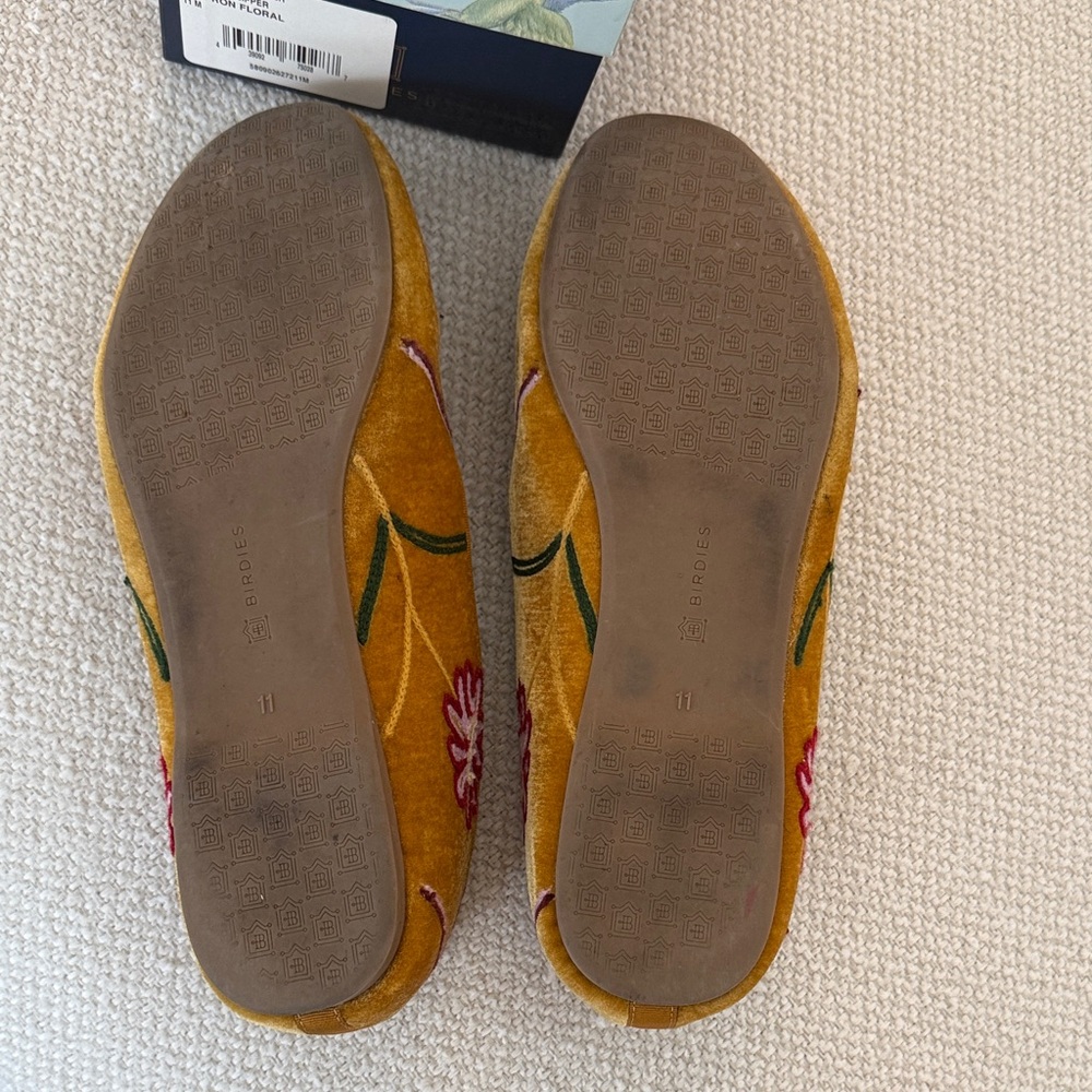 Birdies Mustard Floral Embroidered Loafers - Picture 3 of 4